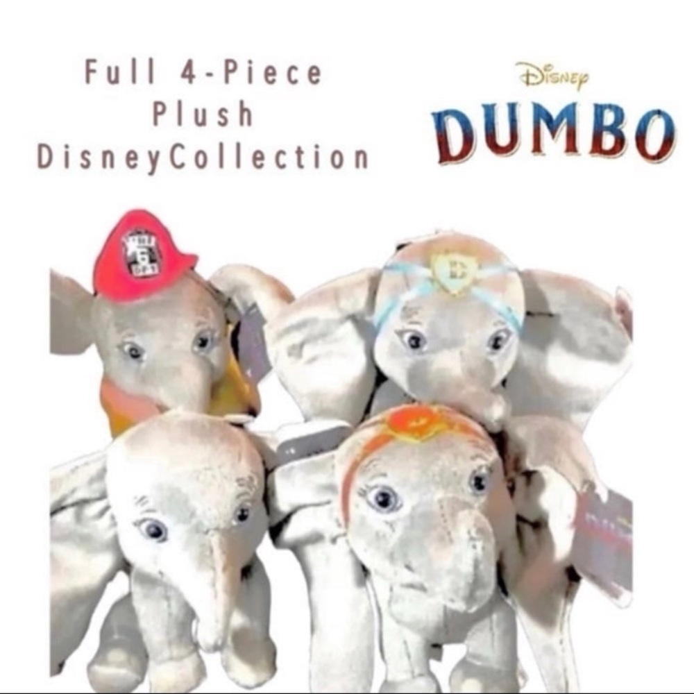 Disney Dumbo Plush Toy Set – Gray Elephant Stuffed Animals – Set of 4